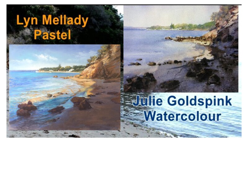 PDU 01 Julie Goldspink and Lyn Mellady paint Sullivans Bay Cliffs and shore
